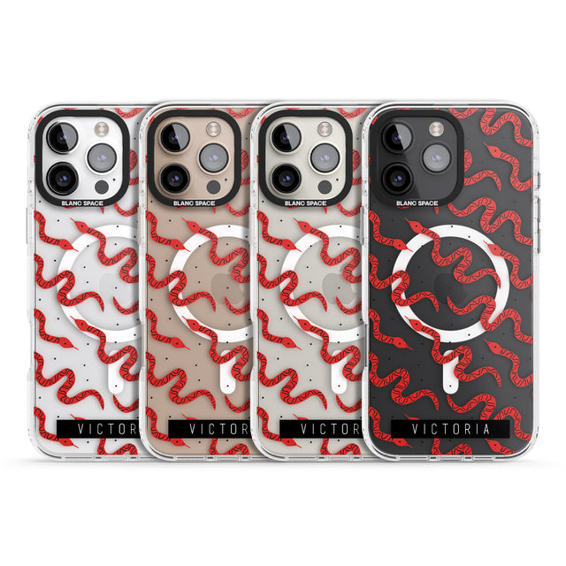 iPhone 16 Pro Max Personalised Snake Pattern Black Impact Phone Case