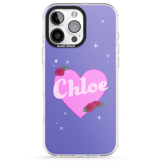 iPhone 16 Pro Max Personalised Glamorous Love Heart Black Impact Phone Case