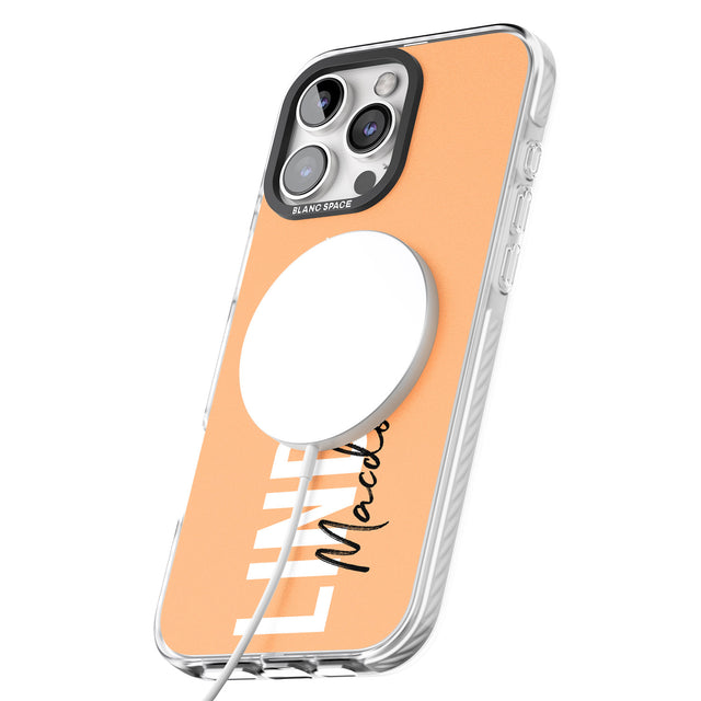 iPhone 16 Pro Max Personalised Bold Name: Peach Black Impact Phone Case