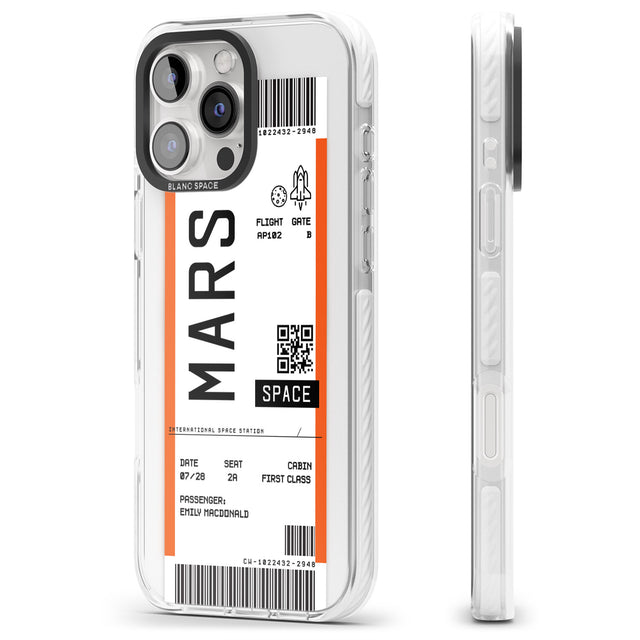 iPhone 16 Pro Max Personalised Mars Space Travel Ticket Black Impact Phone Case