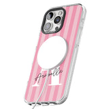 iPhone 16 Pro Max Personalised Pink on Pink Stripes Black Impact Phone Case