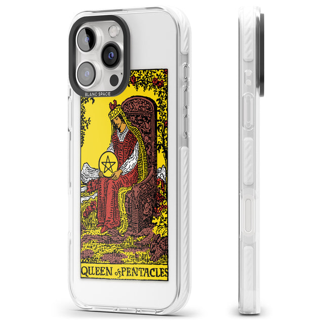 iPhone 16 Pro Max Personalised Queen of Pentacles Tarot Card - Colour Black Impact Phone Case