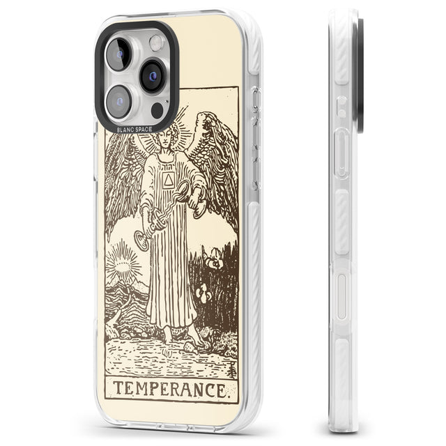 iPhone 16 Pro Max Personalised Temperance Tarot Card - Solid Cream Black Impact Phone Case