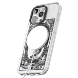 iPhone 16 Pro Max Personalised The World Tarot Card - Transparent Black Impact Phone Case