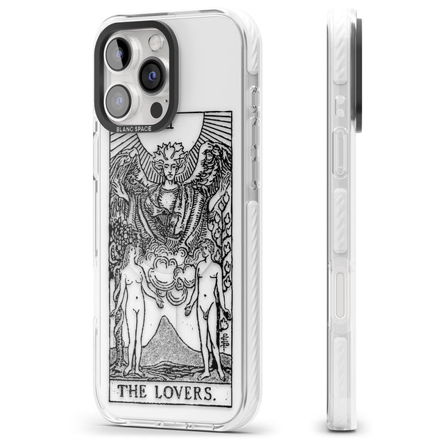 iPhone 16 Pro Max Personalised The Lovers Tarot Card - Transparent Black Impact Phone Case