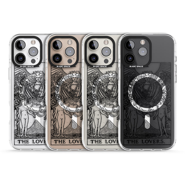 iPhone 16 Pro Max Personalised The Lovers Tarot Card - Transparent Black Impact Phone Case