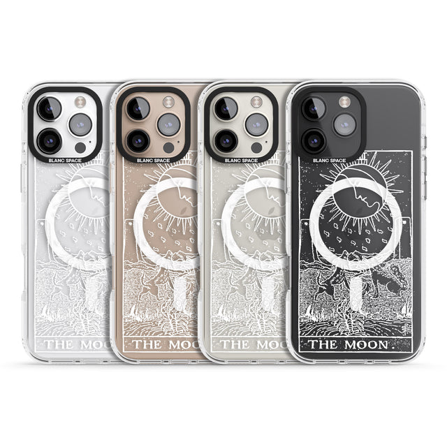 iPhone 16 Pro Max Personalised The Moon Tarot Card - White Transparent Black Impact Phone Case