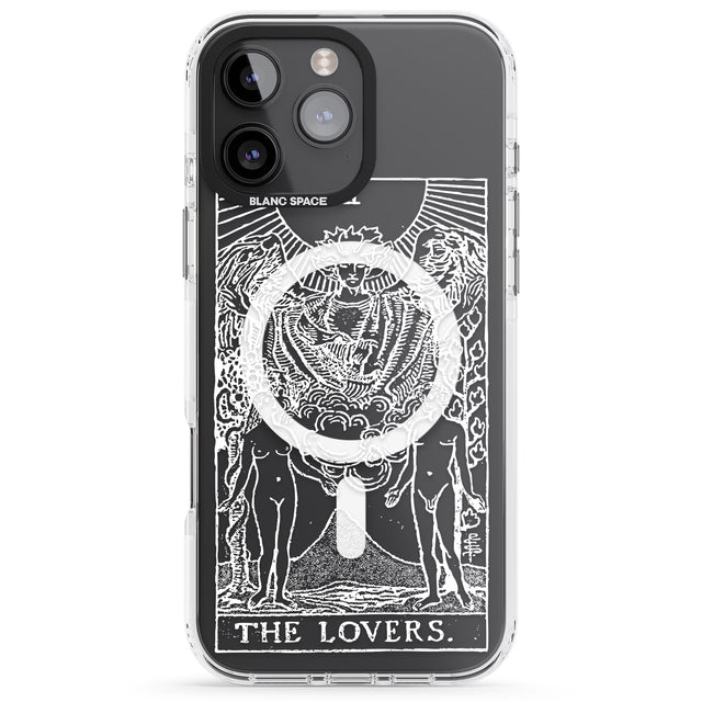 iPhone 16 Pro Max Personalised The Lovers Tarot Card - White Transparent Black Impact Phone Case