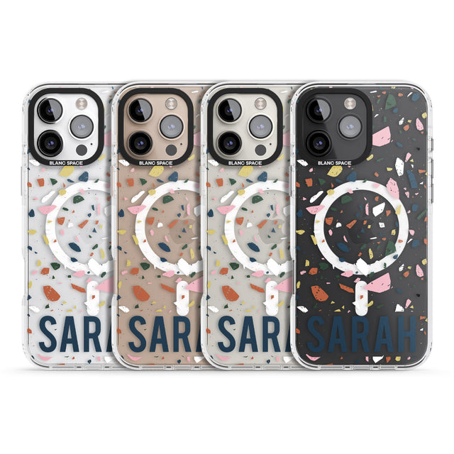 iPhone 16 Pro Max Personalised Terrazzo Black Impact Phone Case