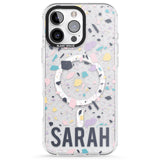 iPhone 16 Pro Max Personalised Terrazzo - Pink, Purple, Blue Black Impact Phone Case