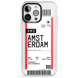 iPhone 16 Pro Max Personalised Amsterdam Boarding Pass Black Impact Phone Case