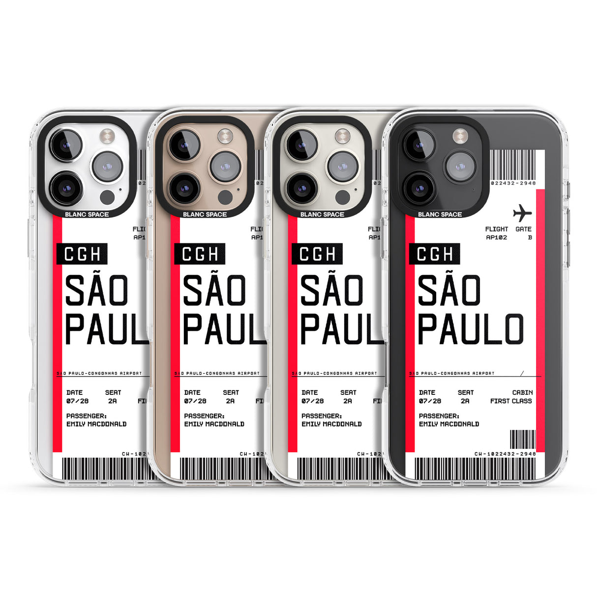 iPhone 16 Pro Max Personalised São Paulo Boarding Pass Black Impact Phone Case