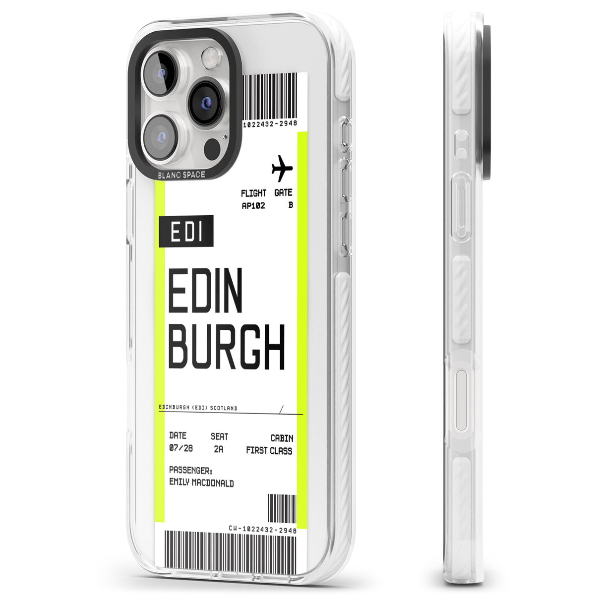 iPhone 16 Pro Max Personalised Edinburgh Boarding Pass Black Impact Phone Case