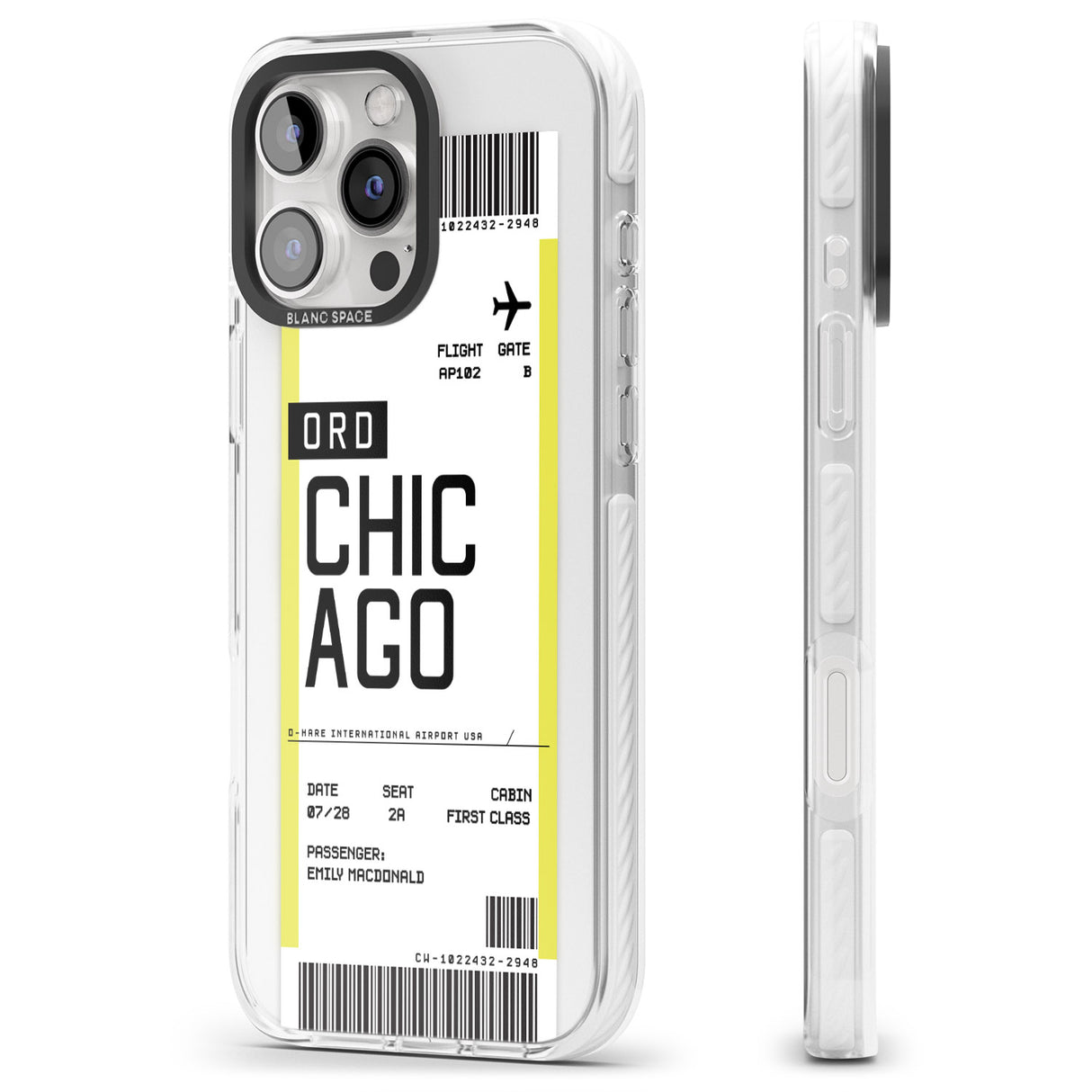 iPhone 16 Pro Max Personalised Chicago Boarding Pass Black Impact Phone Case