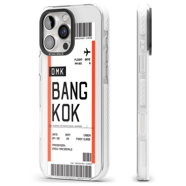 iPhone 16 Pro Max Personalised Bangkok Boarding Pass Black Impact Phone Case