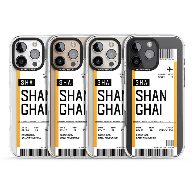 iPhone 16 Pro Max Personalised Shangai Boarding Pass Black Impact Phone Case