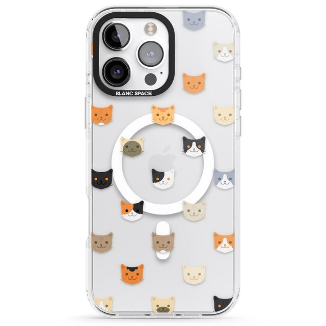 iPhone 16 Pro Max Cute Cat Face Transparent Black Impact Phone Case