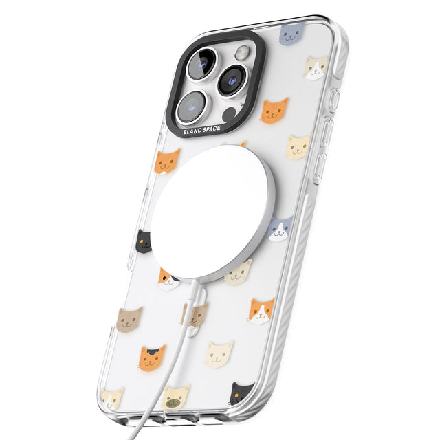 iPhone 16 Pro Max Cute Cat Face Transparent Black Impact Phone Case