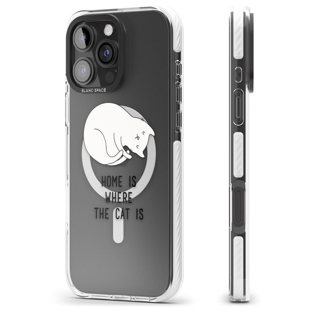 iPhone 16 Pro Max Home Is Where the Cat is Black Impact Phone Case