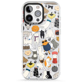 iPhone 16 Pro Max Cartoon Cat Collage Black Impact Phone Case