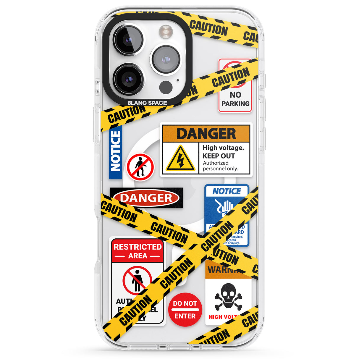 iPhone 16 Pro Max CAUTION Black Impact Phone Case