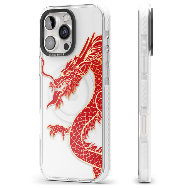 iPhone 16 Pro Max Large Red Dragon Black Impact Phone Case