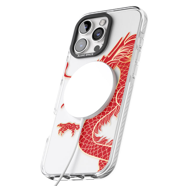 iPhone 16 Pro Max Large Red Dragon Black Impact Phone Case