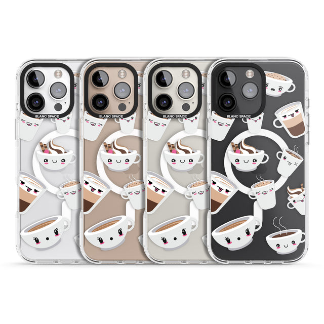 iPhone 16 Pro Max Coffee Faces Black Impact Phone Case