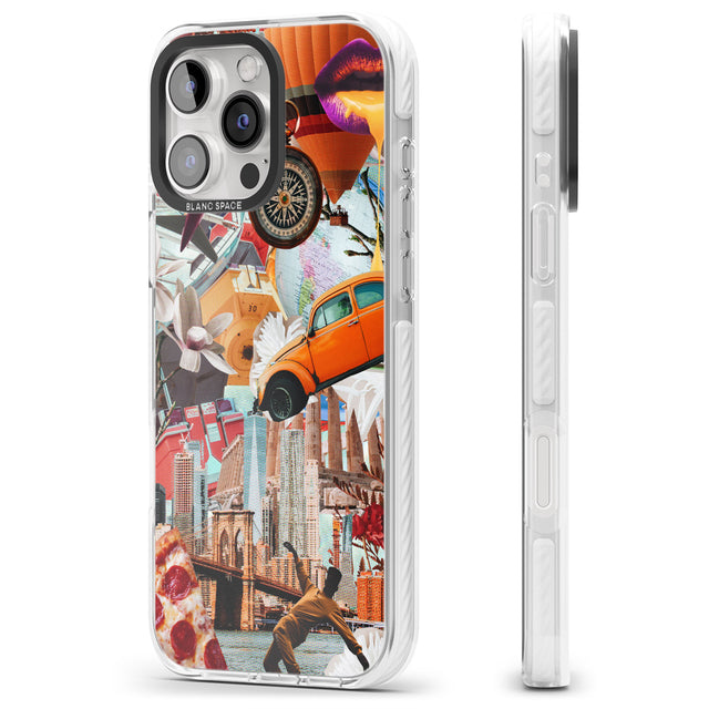 iPhone 16 Pro Max Vintage Collage: New York Mix Black Impact Phone Case