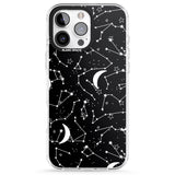 iPhone 16 Pro Max White Stars Constellations on Black Black Impact Phone Case