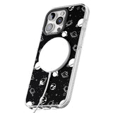 iPhone 16 Pro Max White Planets on Black Black Impact Phone Case