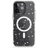 iPhone 16 Pro Max White Stars on Clear Black Impact Phone Case