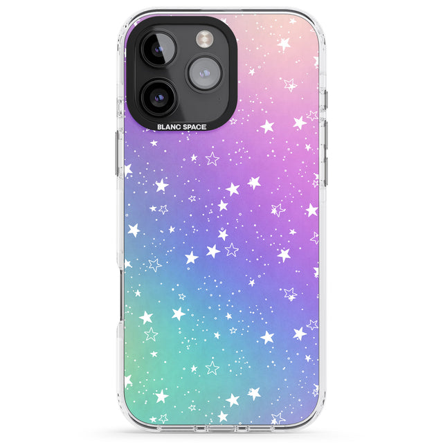 iPhone 16 Pro Max White Stars on Pastels Black Impact Phone Case