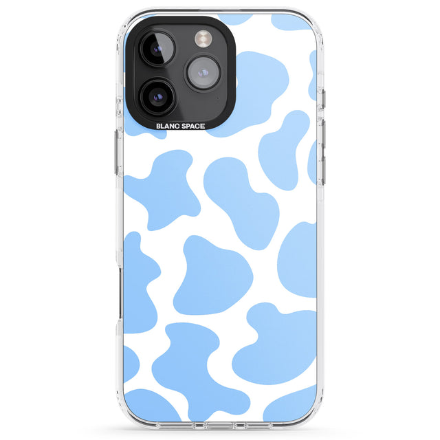 iPhone 16 Pro Max Blue and White Cow Print Black Impact Phone Case