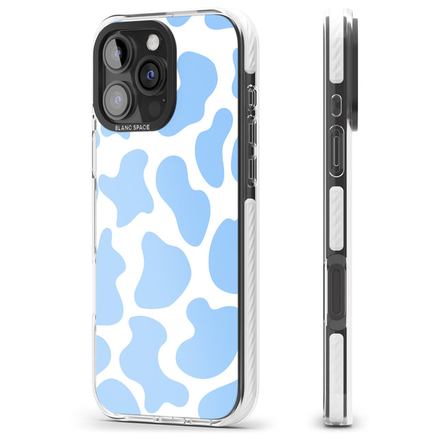 iPhone 16 Pro Max Blue and White Cow Print Black Impact Phone Case