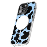 iPhone 16 Pro Max Blue and Black Cow Print Black Impact Phone Case