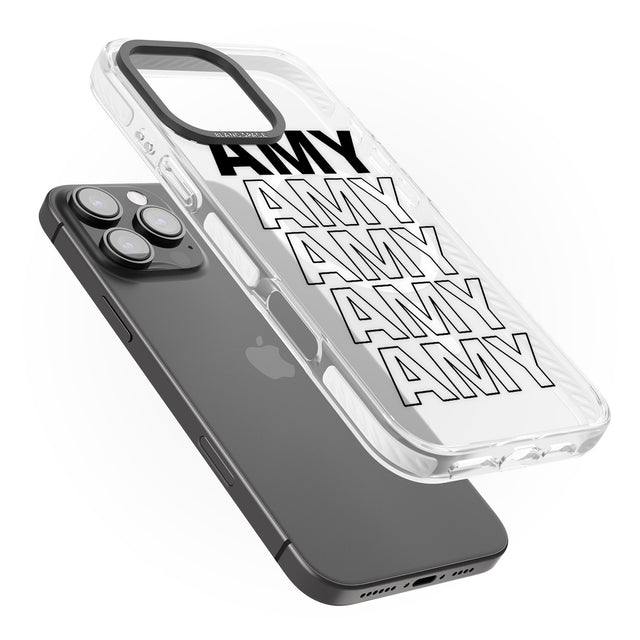 iPhone 16 Pro Max Personalised Clear Text 5A Black Impact Phone Case