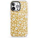 iPhone 16 Pro Max Floral Print on Mustard Cute Floral Black Impact Phone Case