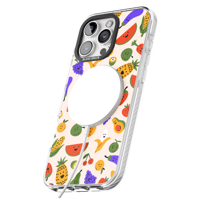 iPhone 16 Pro Max Mixed Kawaii Food Icons - Solid Black Impact Phone Case