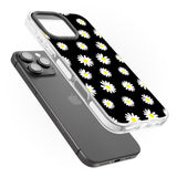 iPhone 16 Pro Max White Daisy Pattern (Black) Black Impact Phone Case