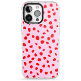 iPhone 16 Pro Max Red on Pink Dalmatian Polka Dot Spots Black Impact Phone Case