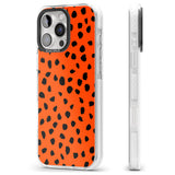 iPhone 16 Pro Max Black & Bright Red Dalmatian Polka Dot Spots Black Impact Phone Case