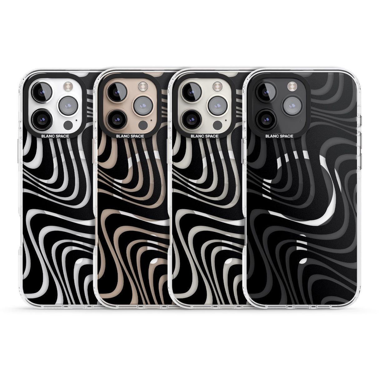 iPhone 16 Pro Max Abstract Waves Black Impact Phone Case