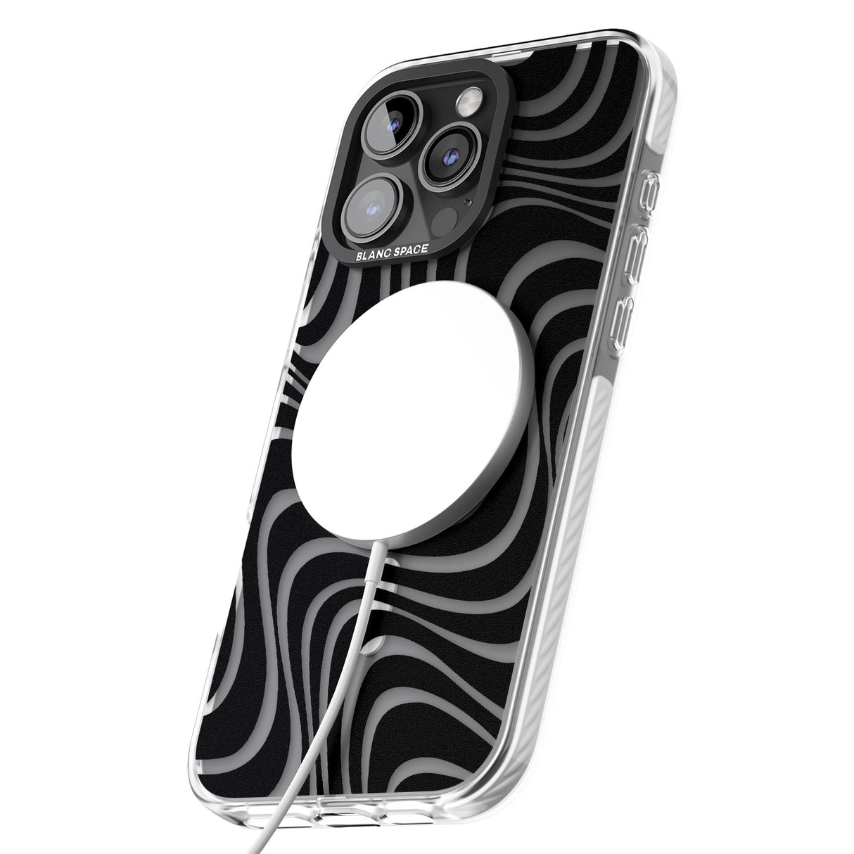 iPhone 16 Pro Max Abstract Waves Black Impact Phone Case