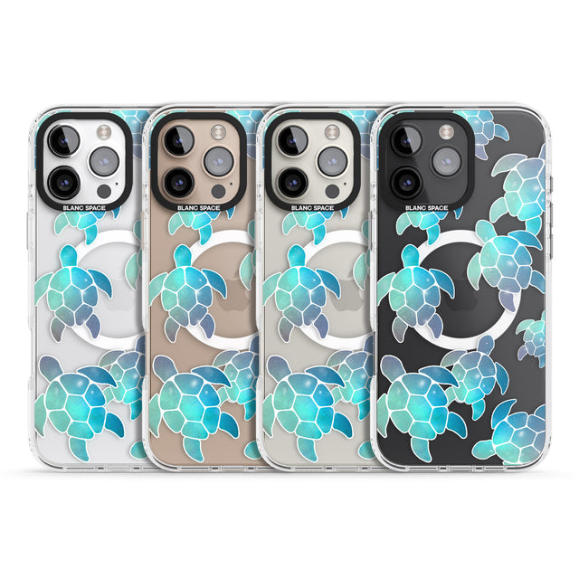 iPhone 16 Pro Max Aqua Space Turtles Black Impact Phone Case