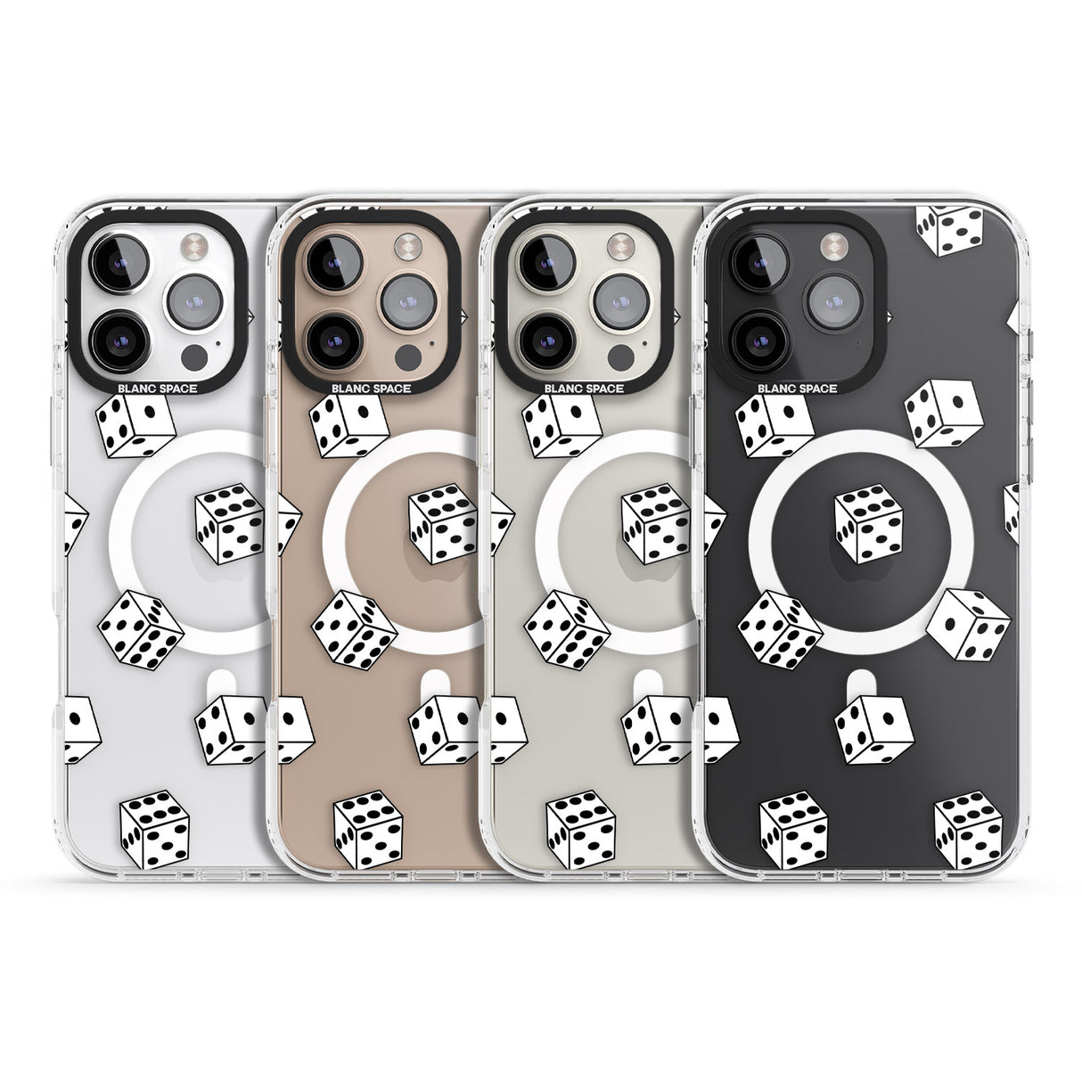 iPhone 16 Pro Max Clear Dice Pattern Black Impact Phone Case