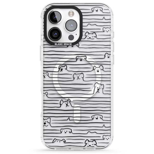 iPhone 16 Pro Max Dog Line Art - Black Black Impact Phone Case