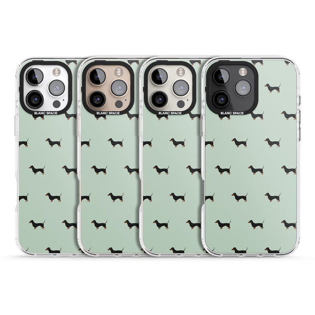 iPhone 16 Pro Max Dachshund Dog Pattern Black Impact Phone Case