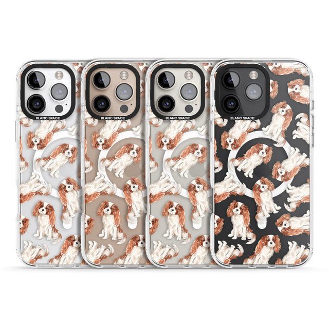 iPhone 16 Pro Max Cavalier King Charles Spaniel Dog Pattern Black Impact Phone Case