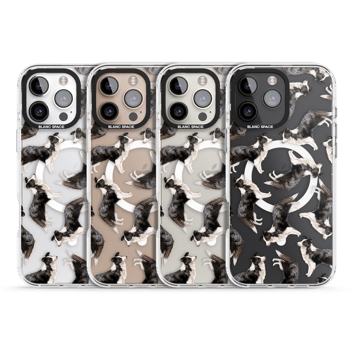 iPhone 16 Pro Max Border Collie Watercolour Dog Pattern Black Impact Phone Case